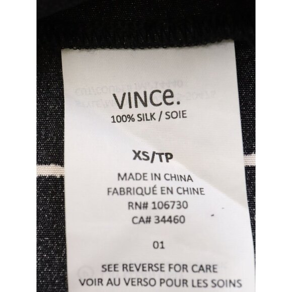 VINCE. Black and White Windowpane 100% Silk Shift Dress with Pockets - Picture 6 of 7
